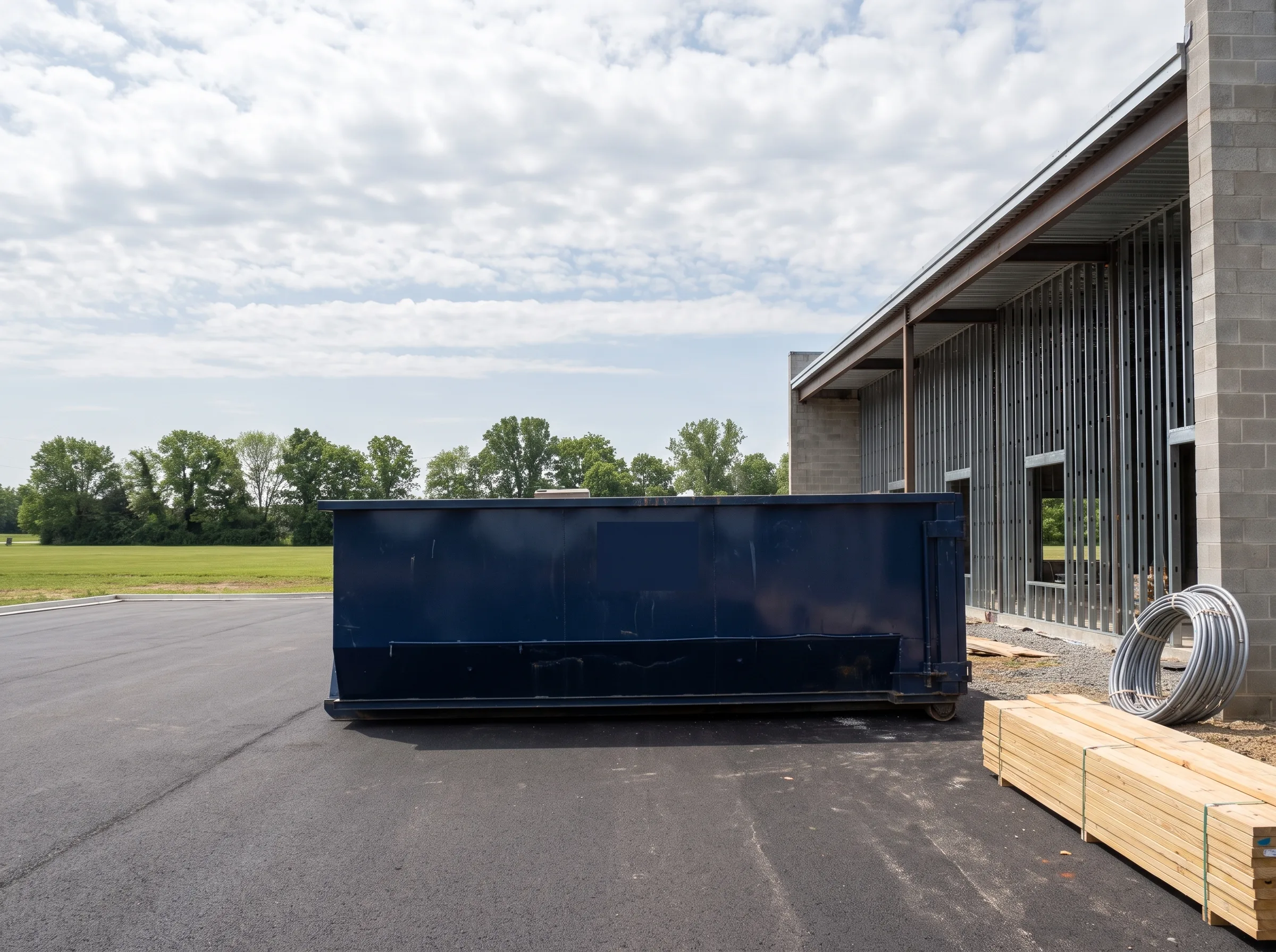 Roll-off dumpster being loaded in Blue Springs, MO